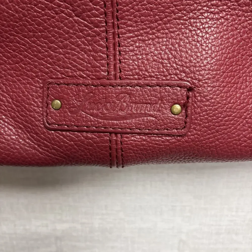 Lucky Brand Boho Leather Maroon Burgundy Crossbody Bag Purse